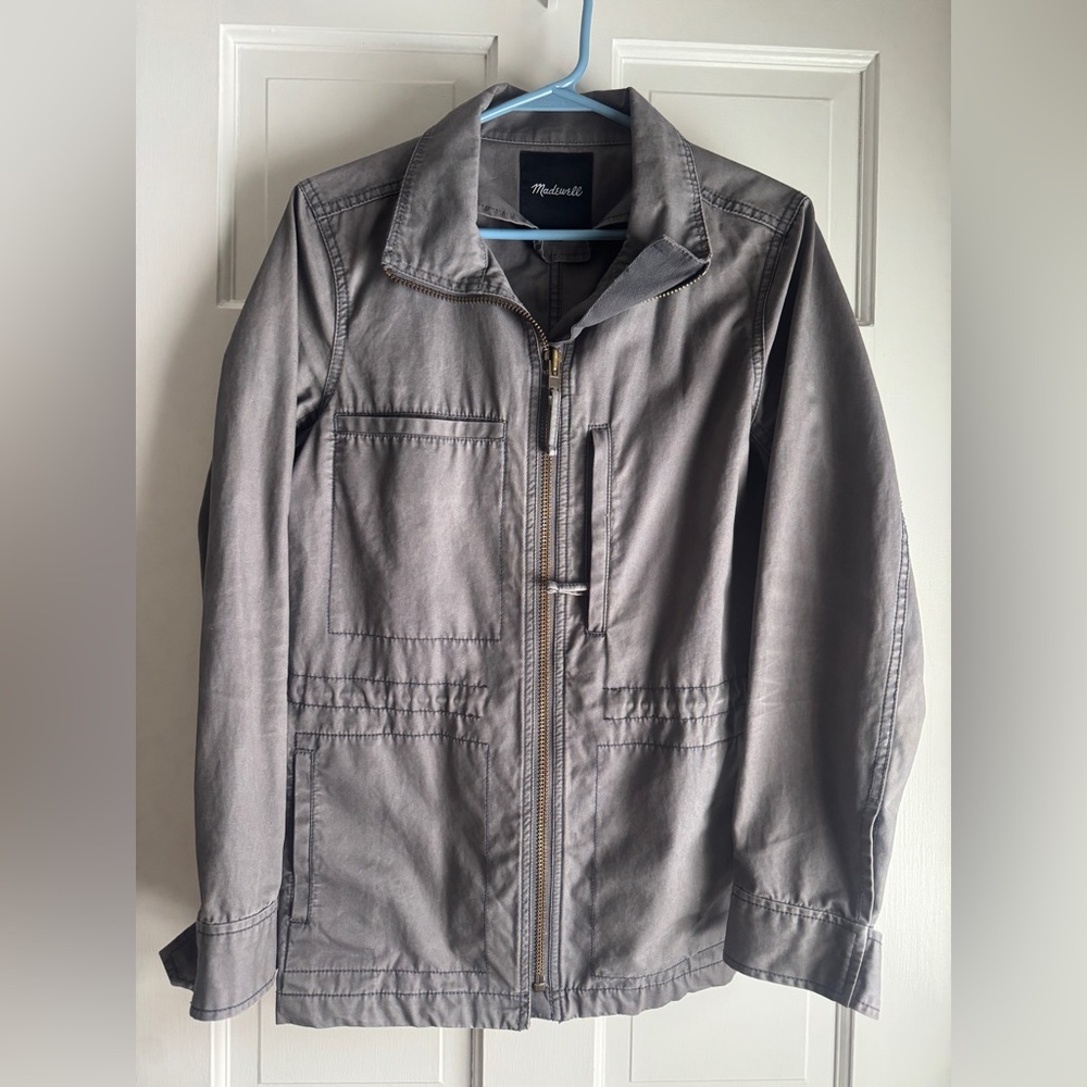 Madewell Utility Jacket | 100% Cotton | Size Medium | Gray Zip-Up